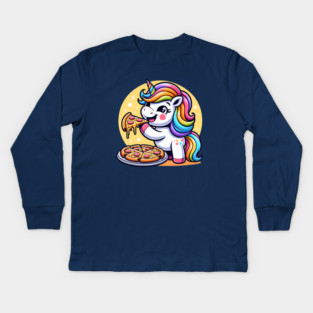 Pizza Unicorn Lover, Love Eating Pizza Kids Long Sleeve T-Shirt