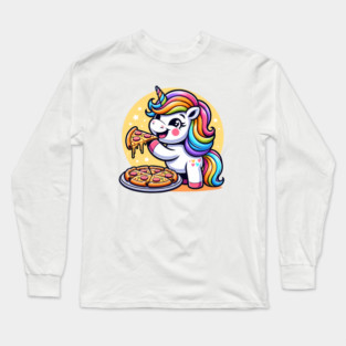 Pizza Unicorn Lover, Love Eating Pizza Long Sleeve T-Shirt