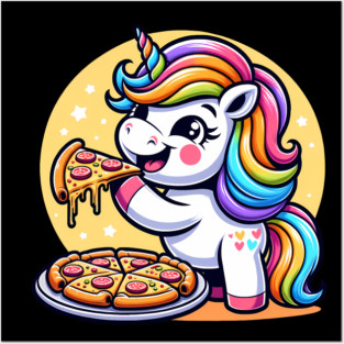 Pizza Unicorn Lover, Love Eating Pizza Posters and Art