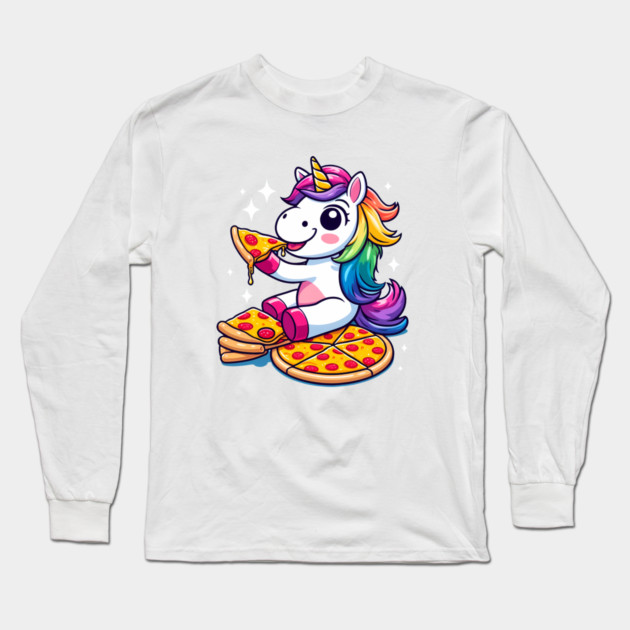 Pizza Unicorn Lover, Love Eating Pizza Long Sleeve T-Shirt by logiamerch