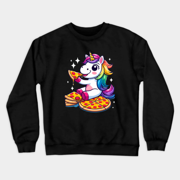 Pizza Unicorn Lover, Love Eating Pizza Crewneck Sweatshirt by logiamerch