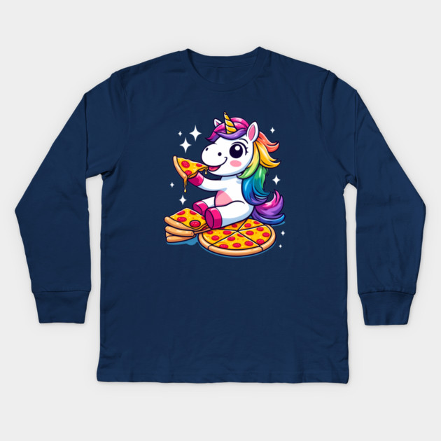 Pizza Unicorn Lover, Love Eating Pizza Kids Long Sleeve T-Shirt by logiamerch