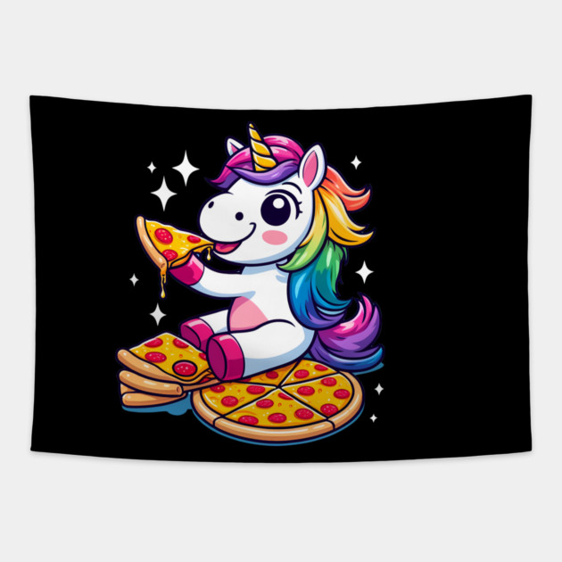 Pizza Unicorn Lover, Love Eating Pizza Tapestry by logiamerch