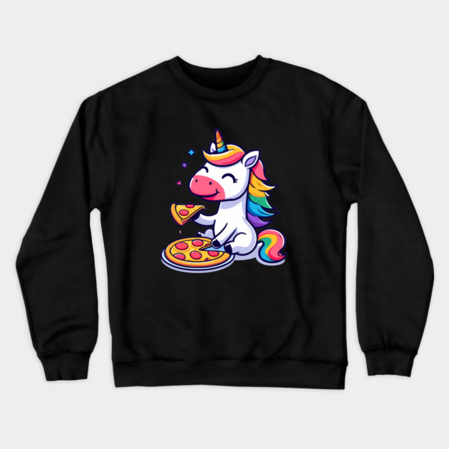 Pizza Unicorn Lover, Love Eating Pizza Crewneck Sweatshirt by logiamerch