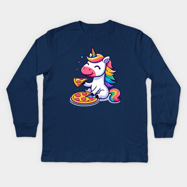 Pizza Unicorn Lover, Love Eating Pizza Kids Long Sleeve T-Shirt by logiamerch