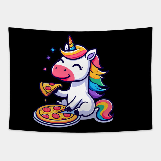 Pizza Unicorn Lover, Love Eating Pizza Tapestry by logiamerch