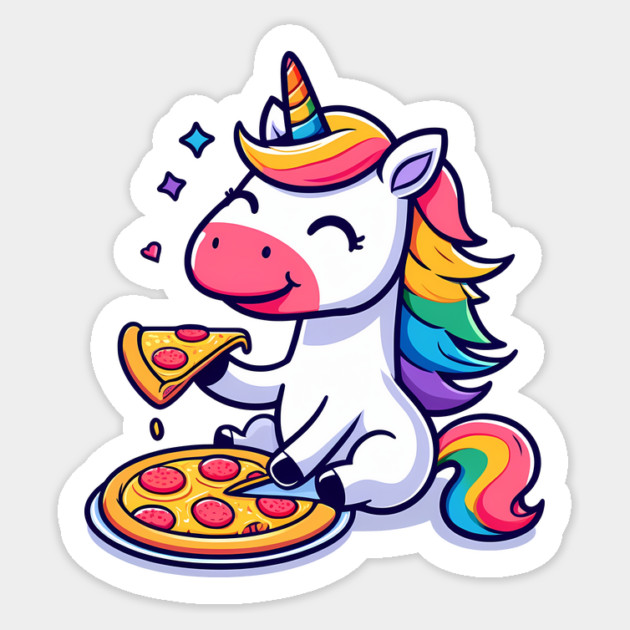 Pizza Unicorn Lover, Love Eating Pizza Sticker by logiamerch