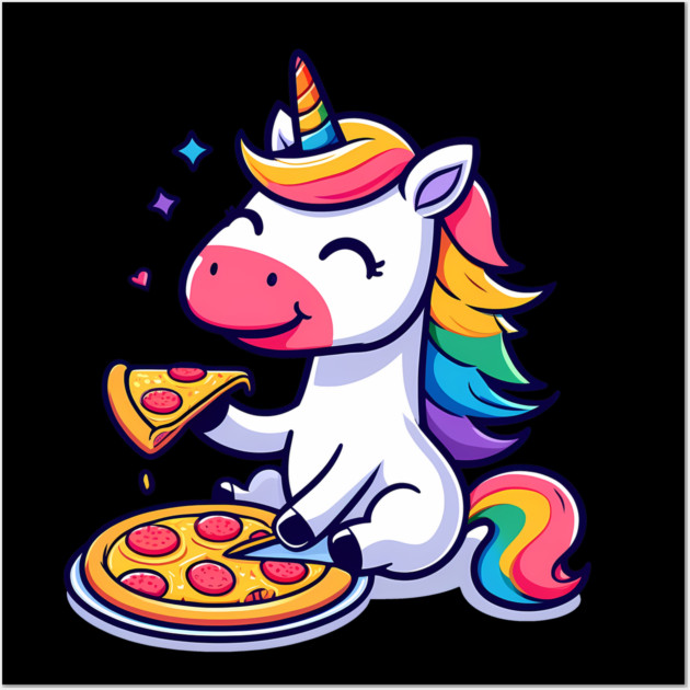 Pizza Unicorn Lover, Love Eating Pizza Wall Art by logiamerch