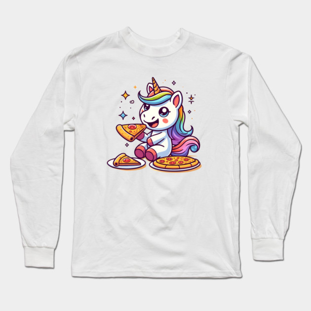 Pizza Unicorn Lover, Love Eating Pizza Long Sleeve T-Shirt by logiamerch
