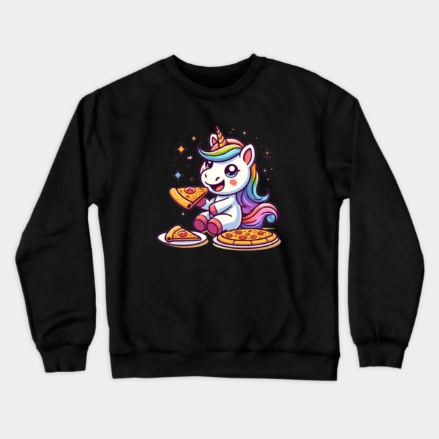 Pizza Unicorn Lover, Love Eating Pizza Crewneck Sweatshirt by logiamerch