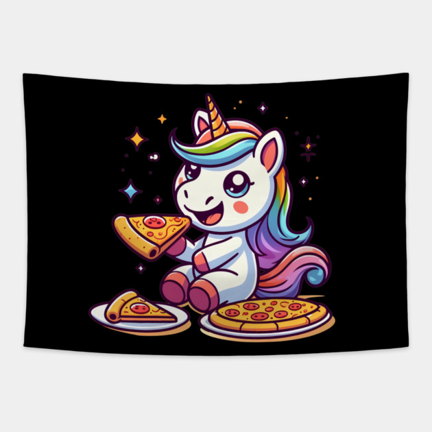 Pizza Unicorn Lover, Love Eating Pizza Tapestry by logiamerch