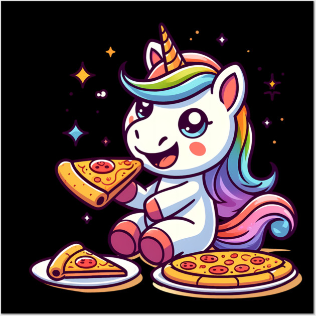 Pizza Unicorn Lover, Love Eating Pizza Wall Art by logiamerch