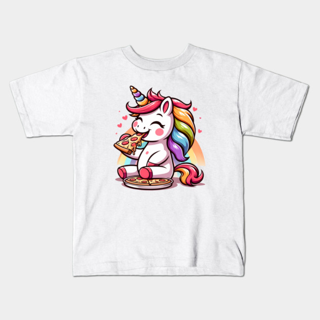 Kawaii Pizza Unicorn Lover, Love Eating Pizza Kids T-Shirt by logiamerch