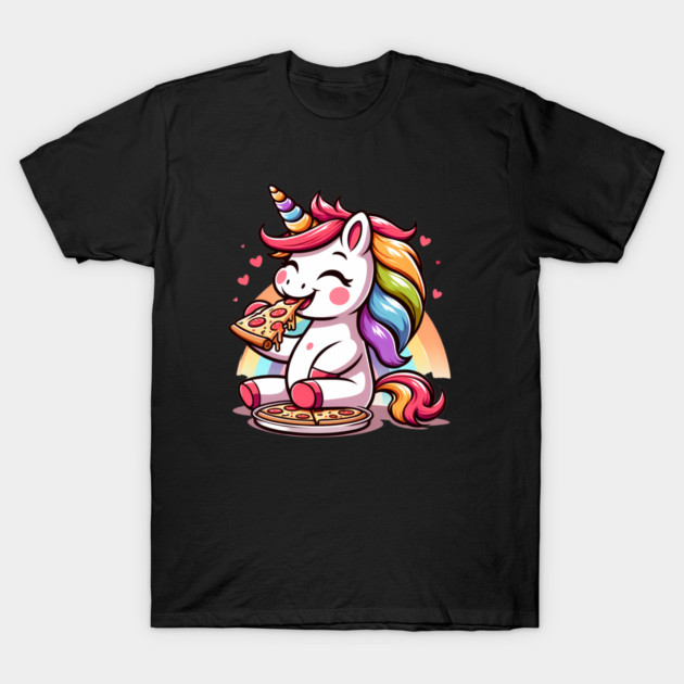 Kawaii Pizza Unicorn Lover, Love Eating Pizza T-Shirt by logiamerch