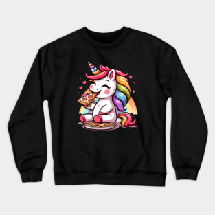 Kawaii Pizza Unicorn Lover, Love Eating Pizza Crewneck Sweatshirt