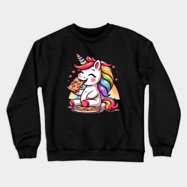 Kawaii Pizza Unicorn Lover, Love Eating Pizza Crewneck Sweatshirt by logiamerch