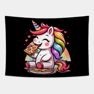 Kawaii Pizza Unicorn Lover, Love Eating Pizza Tapestry