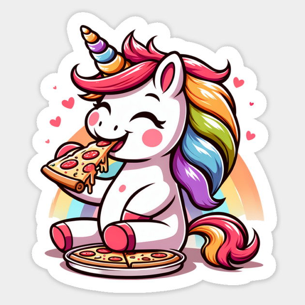 Kawaii Pizza Unicorn Lover, Love Eating Pizza Sticker by logiamerch