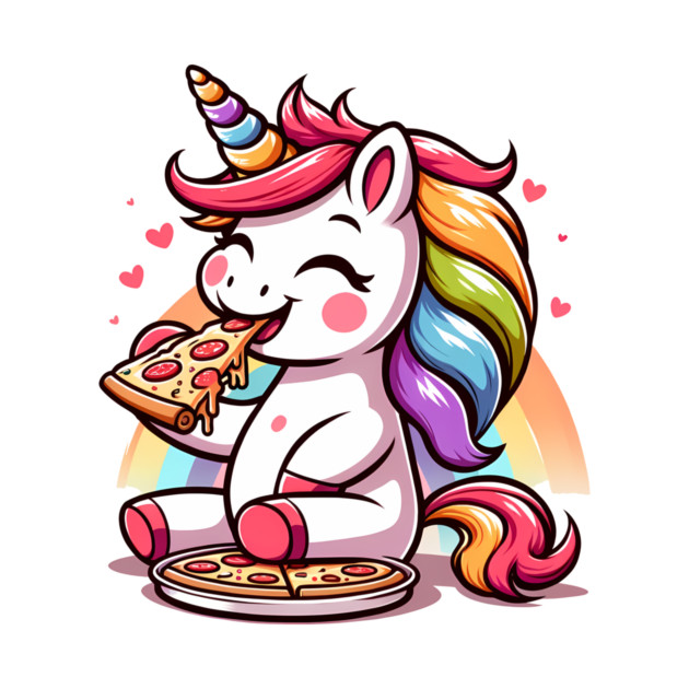 Kawaii Pizza Unicorn Lover, Love Eating Pizza by logiamerch