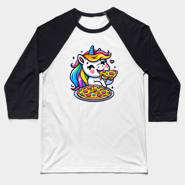 Pizza Unicorn Lover, Love Eating Pizza Baseball T-Shirt by logiamerch