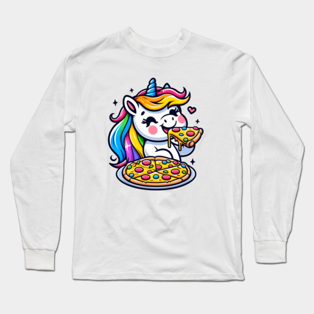 Pizza Unicorn Lover, Love Eating Pizza Long Sleeve T-Shirt by logiamerch