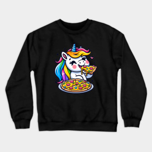 Pizza Unicorn Lover, Love Eating Pizza Crewneck Sweatshirt