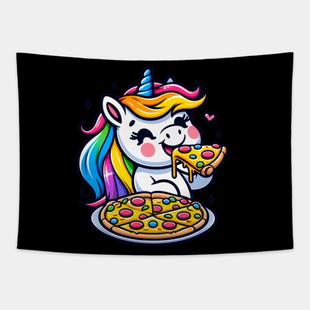 Pizza Unicorn Lover, Love Eating Pizza Tapestry by logiamerch