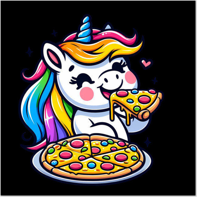 Pizza Unicorn Lover, Love Eating Pizza Wall Art by logiamerch