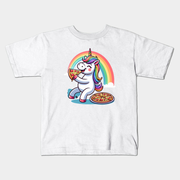 Cute Pizza Unicorn Lover, Love Eating Pizza Kids T-Shirt by logiamerch