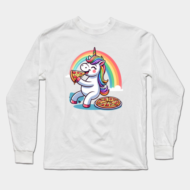 Cute Pizza Unicorn Lover, Love Eating Pizza Long Sleeve T-Shirt by logiamerch