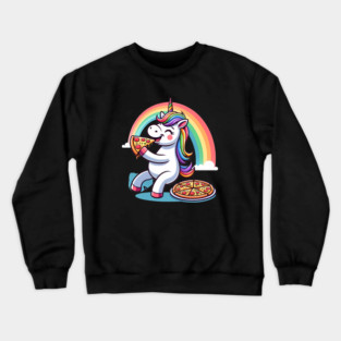 Cute Pizza Unicorn Lover, Love Eating Pizza Crewneck Sweatshirt
