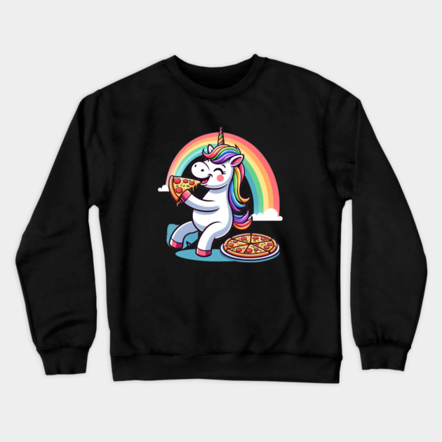 Cute Pizza Unicorn Lover, Love Eating Pizza Crewneck Sweatshirt by logiamerch