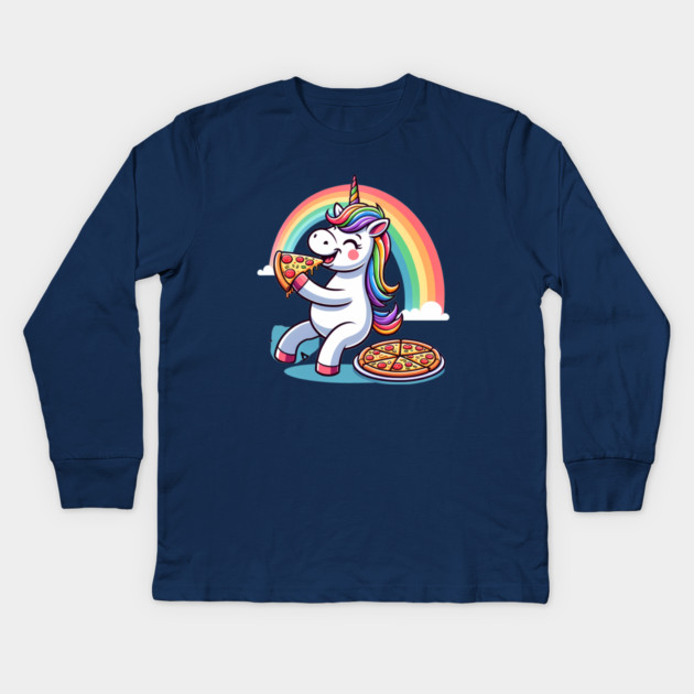 Cute Pizza Unicorn Lover, Love Eating Pizza Kids Long Sleeve T-Shirt by logiamerch