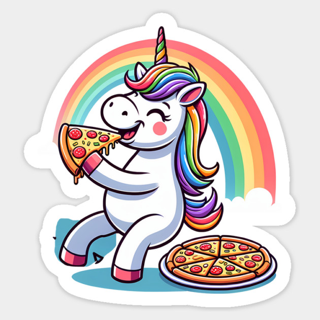 Cute Pizza Unicorn Lover, Love Eating Pizza Sticker by logiamerch