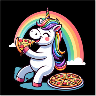 Cute Pizza Unicorn Lover, Love Eating Pizza Posters and Art