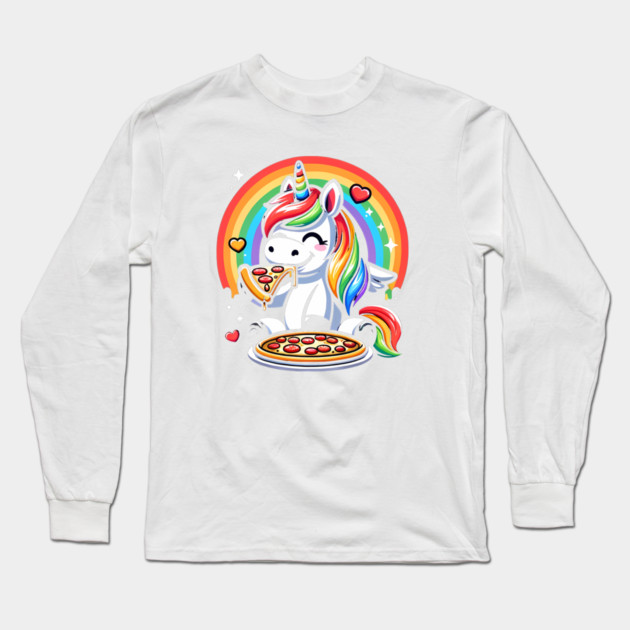 Pizza Unicorn Lover, Love Eating Pizza Long Sleeve T-Shirt by logiamerch