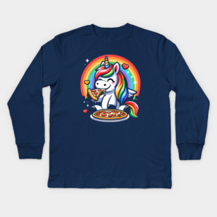 Pizza Unicorn Lover, Love Eating Pizza Kids Long Sleeve T-Shirt