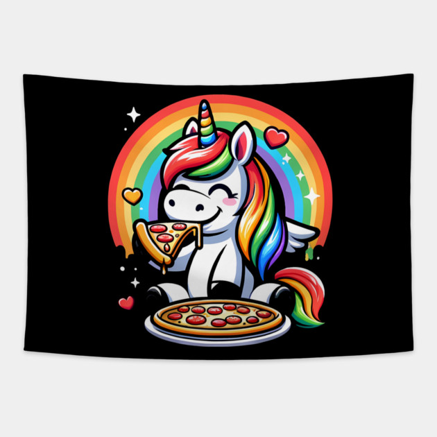 Pizza Unicorn Lover, Love Eating Pizza Tapestry by logiamerch