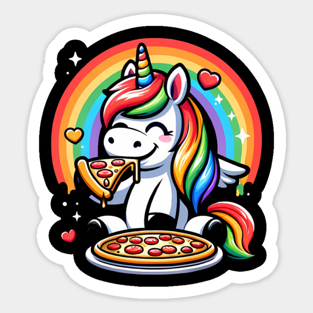 Pizza Unicorn Lover, Love Eating Pizza Sticker by logiamerch