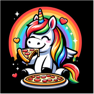 Pizza Unicorn Lover, Love Eating Pizza Posters and Art