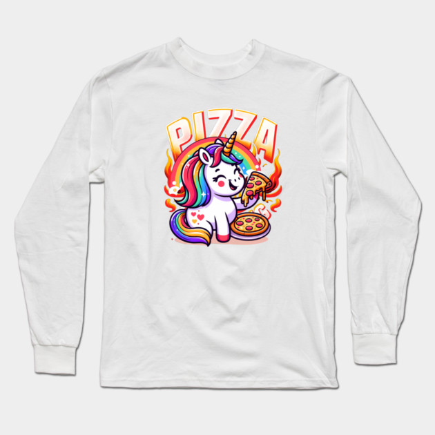 Pizza Unicorn Lover, Love Eating Pizza Long Sleeve T-Shirt by logiamerch