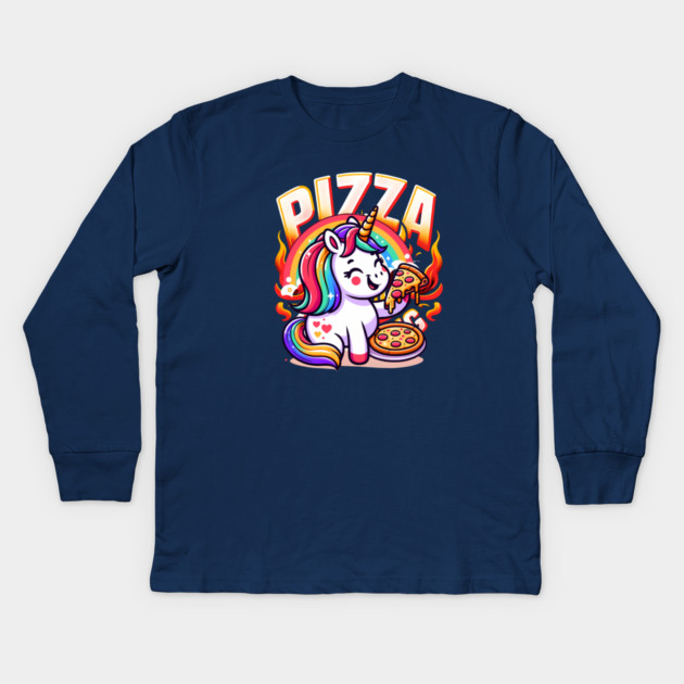 Pizza Unicorn Lover, Love Eating Pizza Kids Long Sleeve T-Shirt by logiamerch