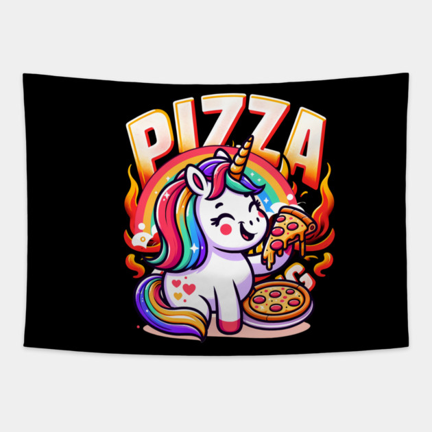 Pizza Unicorn Lover, Love Eating Pizza Tapestry by logiamerch