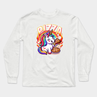 Pizza Unicorn Lover, Love Eating Pizza Long Sleeve T-Shirt