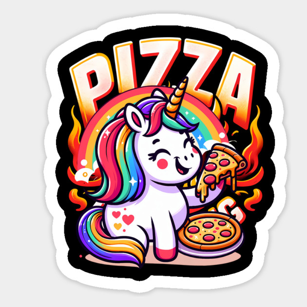 Pizza Unicorn Lover, Love Eating Pizza Sticker by logiamerch