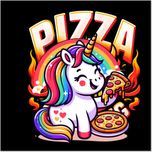 Pizza Unicorn Lover, Love Eating Pizza Posters and Art
