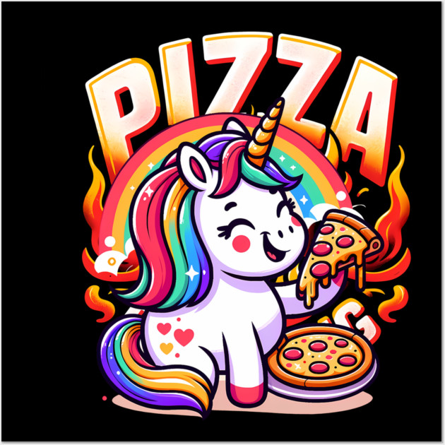 Pizza Unicorn Lover, Love Eating Pizza Wall Art by logiamerch