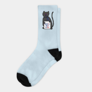 Cute Cat with Harris Walz 2024 Sign Socks