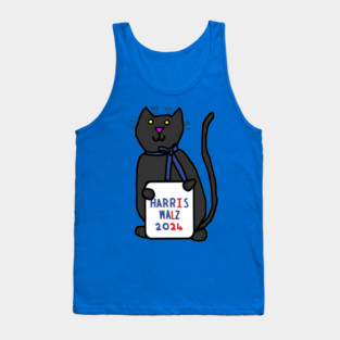 Cute Cat with Harris Walz 2024 Sign Tank Top