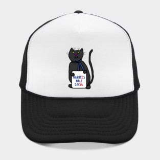 Cute Cat with Harris Walz 2024 Sign Hat